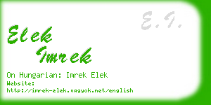 elek imrek business card